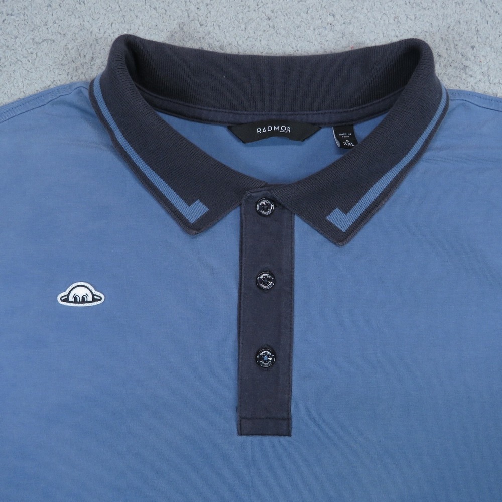Radmor Golf Polo Mens XXL Blue Taylor Ombre Pima Cotton RMKP0012 Striped Logo
